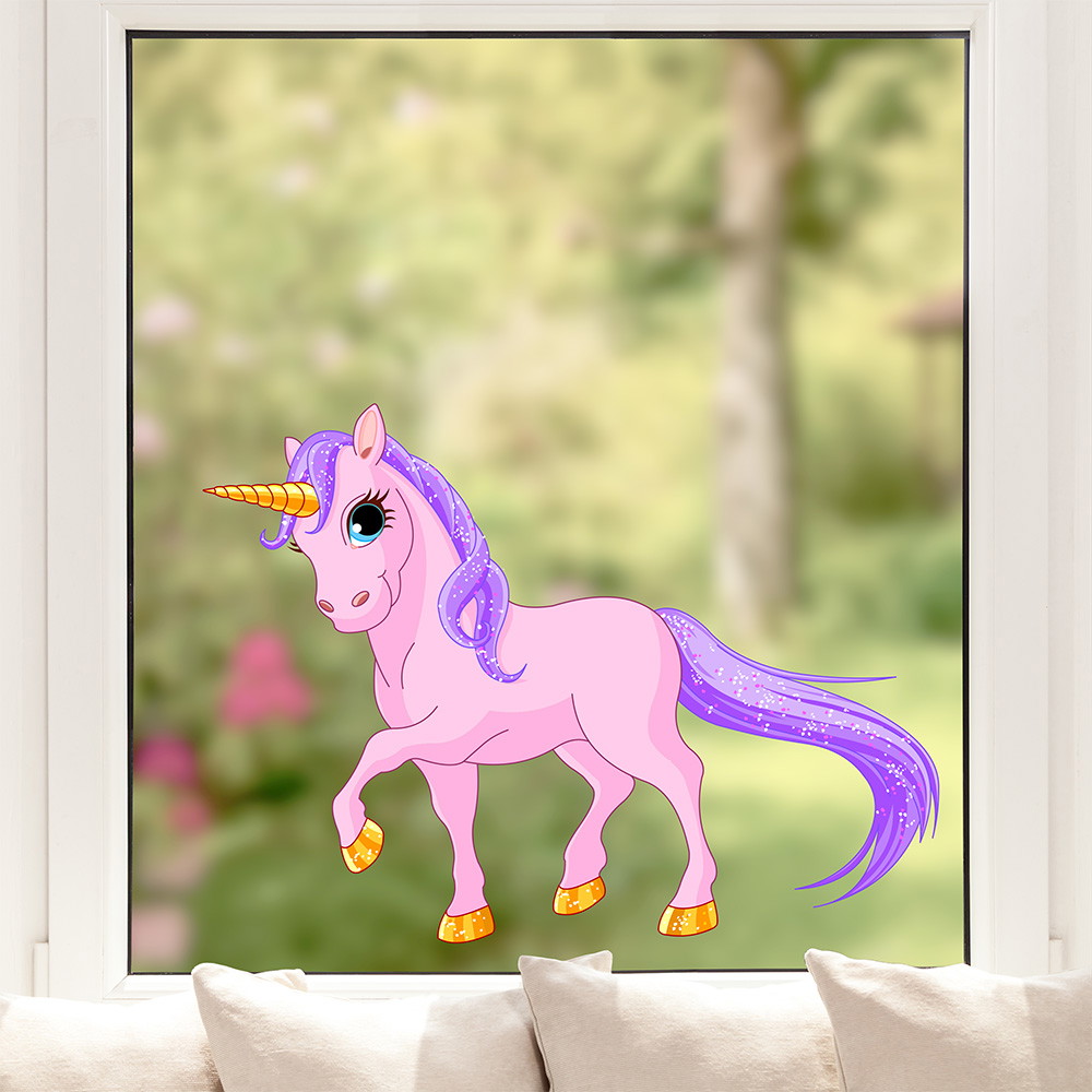 Autocollants de fenêtre - Licorne rose