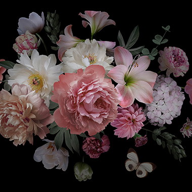 Fotobehang met bloemenprints en zachte bloemendesigns