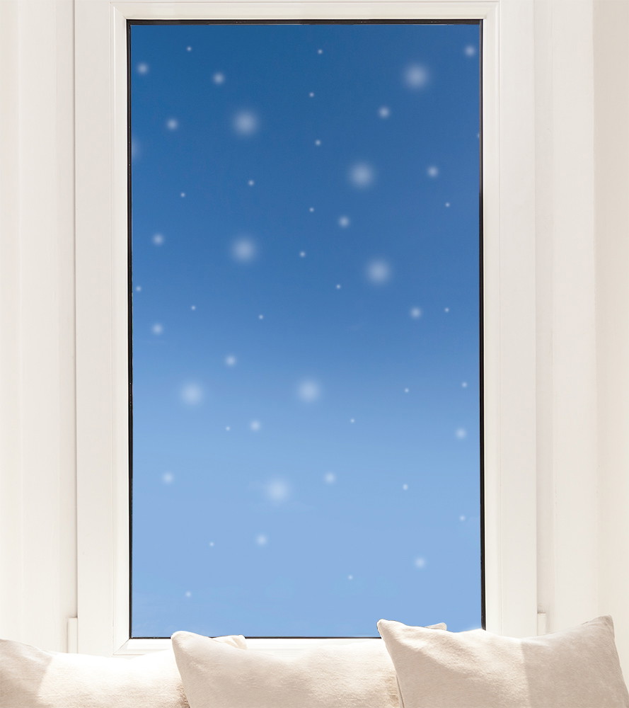 Raamfolie - Sneeuwvlokken in de blauwe lucht