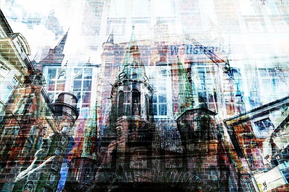 Wall mural - Impressive mix of old brick architecture and contemporary effects