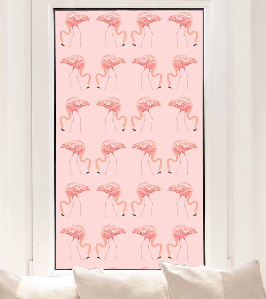 Fensterfolie - Muster mit rosa Flamingos für eine elegante Raumdekoration