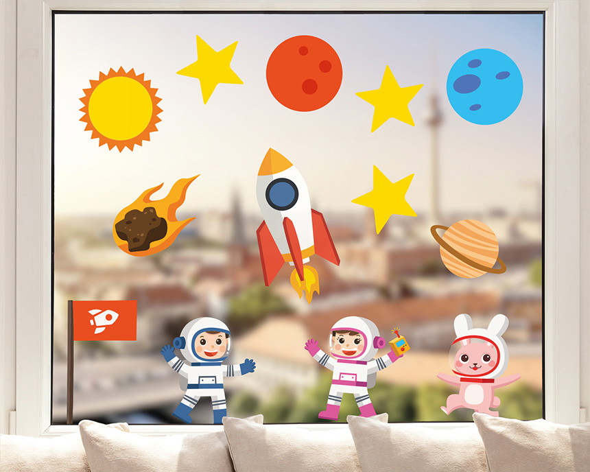 Fenstersticker - Astronauten für Kinderzimmer