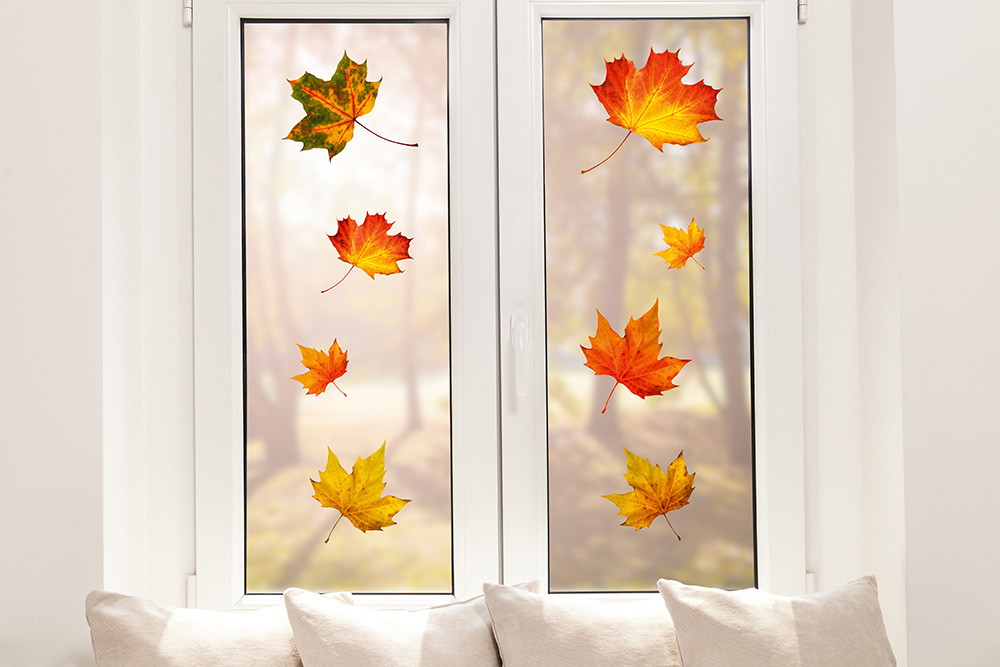 Fenstersticker - Herbstblätter in bunten Farben