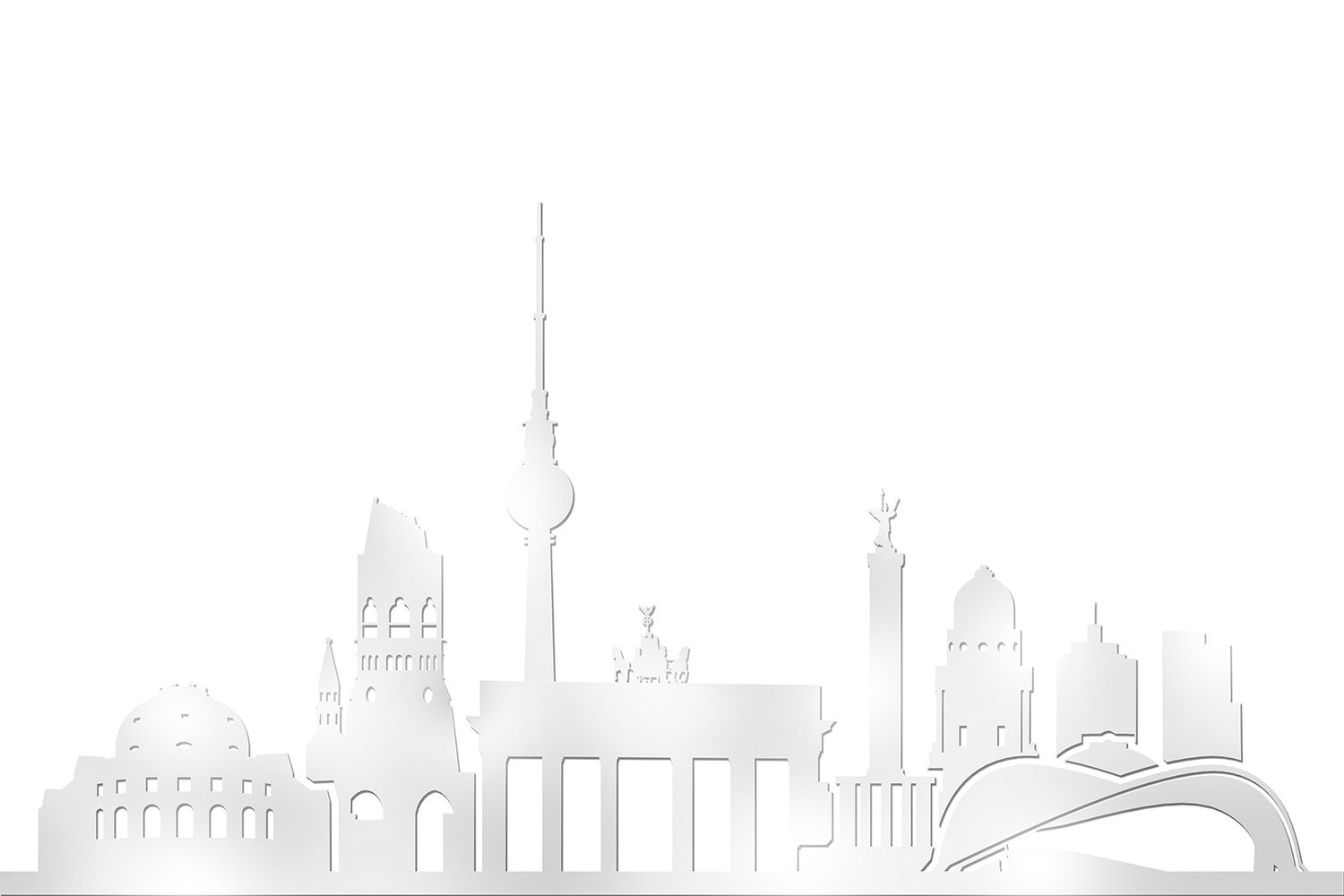 Fototapeta - Sylwetka panoramy Berlina z wieżą telewizyjną i Bramą Brandenburską w kolorze białym