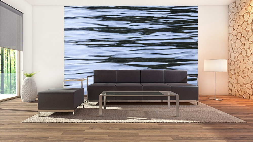 Wall mural - Modern living room with mural of water surface