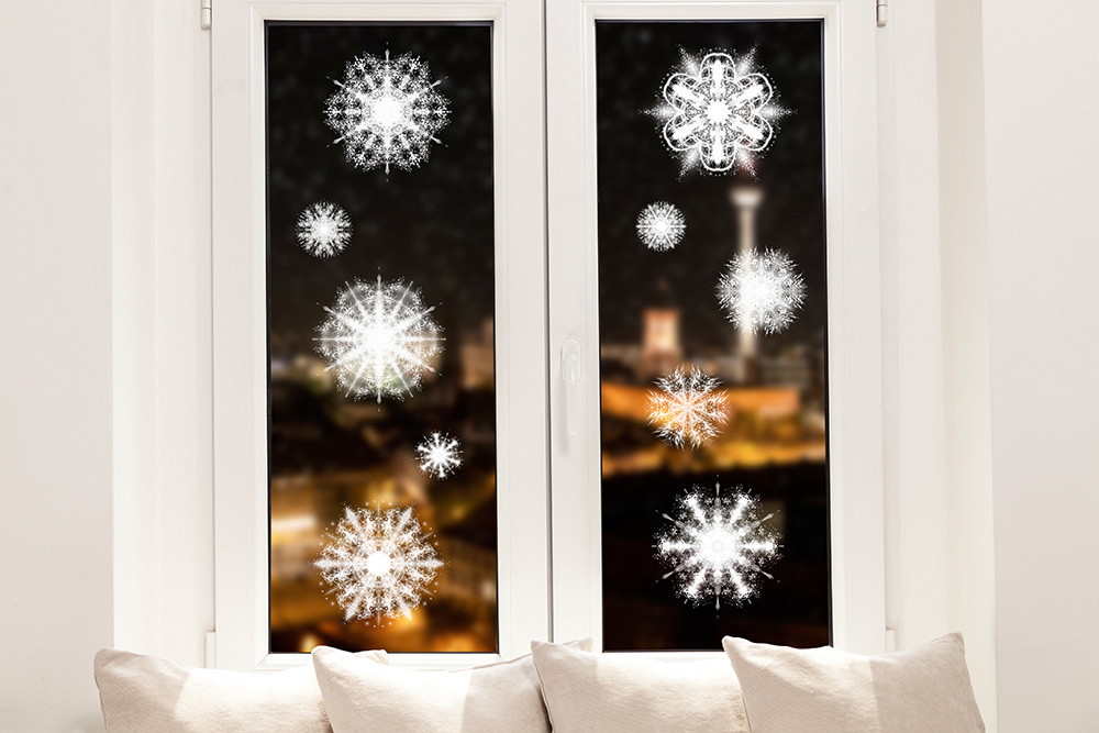 Fenstersticker - Eiskristalle in Weiß