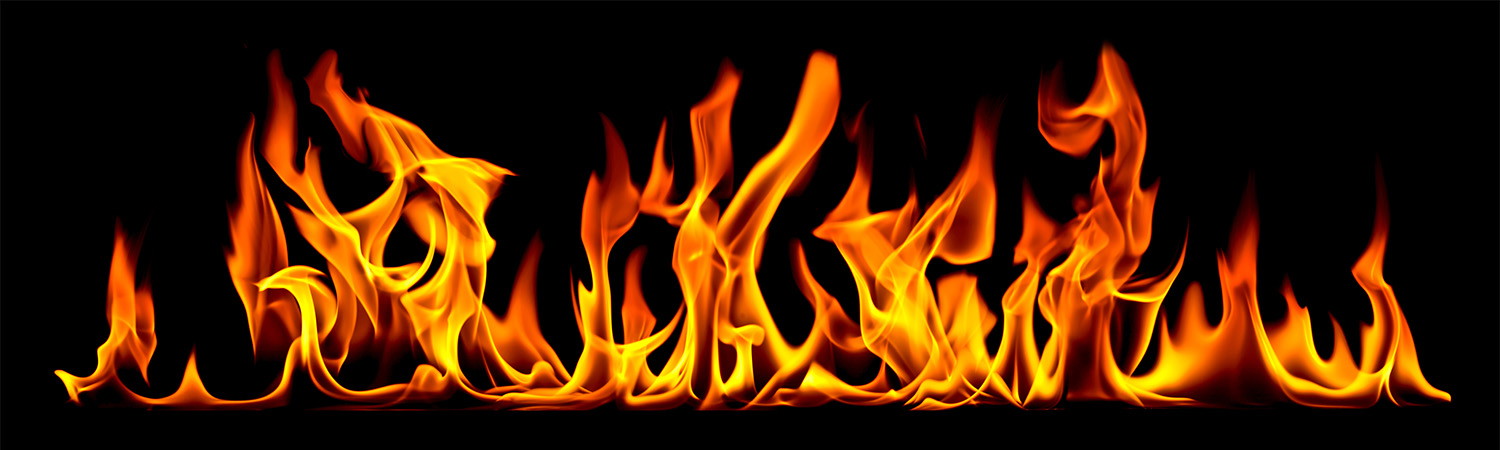 Fototapete - Detaillierte Darstellung von orangefarbenen Flammen auf dunklem Hintergrund