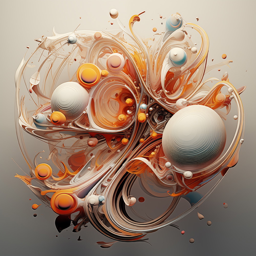 Muurschildering - Gedetailleerde abstracte kunst met organische vormen en felle kleuren in een dynamisch ontwerp