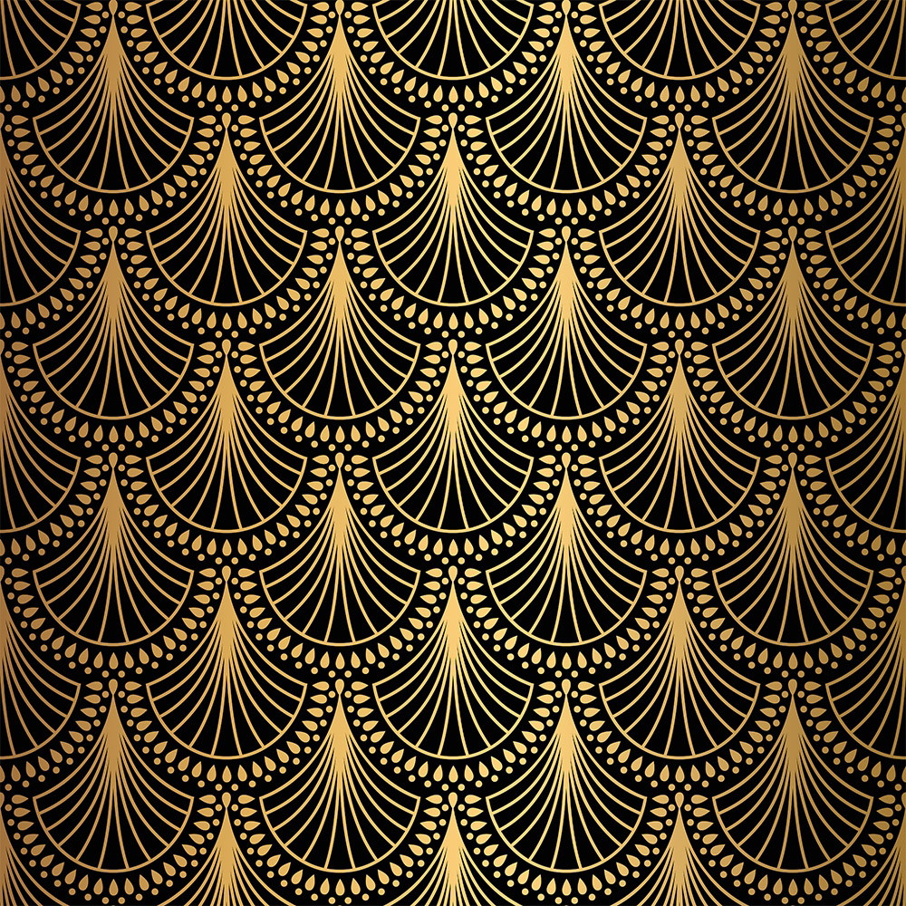 Papier peint photo - Design art déco décoratif en noir et or