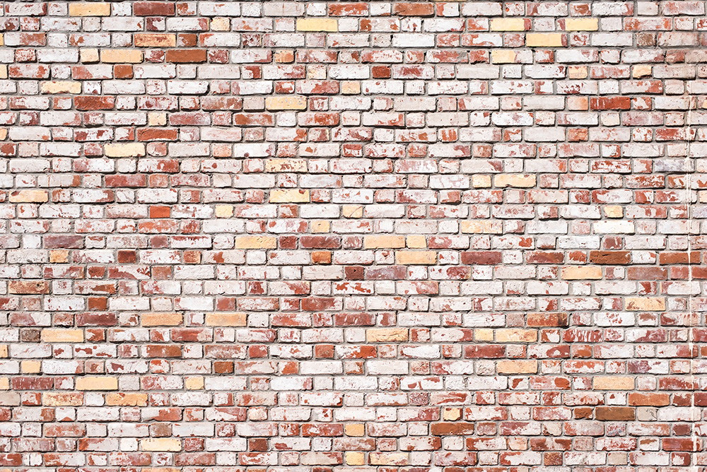 Wall mural - Detailed view of a vintage brick wall in red and white tones, ideal for industrial room design