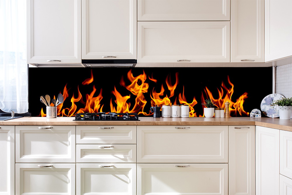 Kuchenny panel tylny z aluminium dibond - Flames