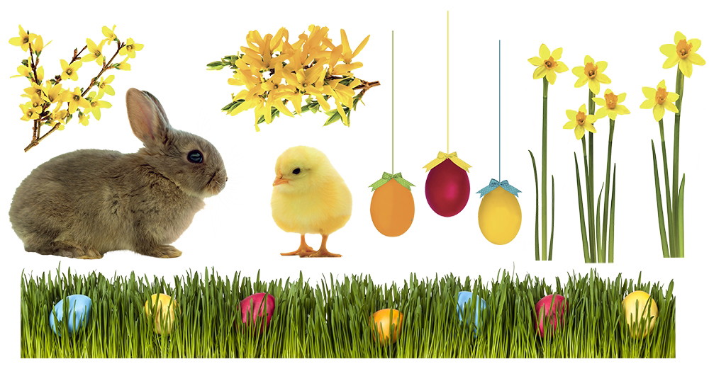 Fenstersticker - Ostern: Osterhase, Küken, Narzissen, Ostereier und mehr