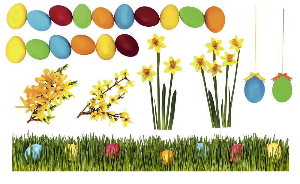 Raamstickers voor Pasen - paaseieren, narcissen