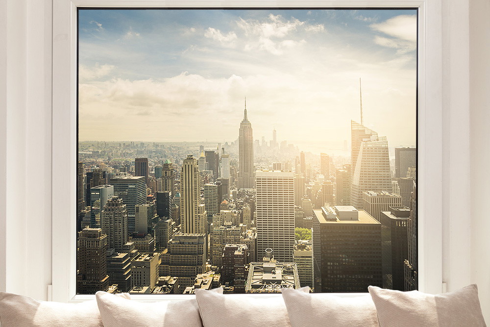 Raamfolie - Uitzicht over New York in zonlicht