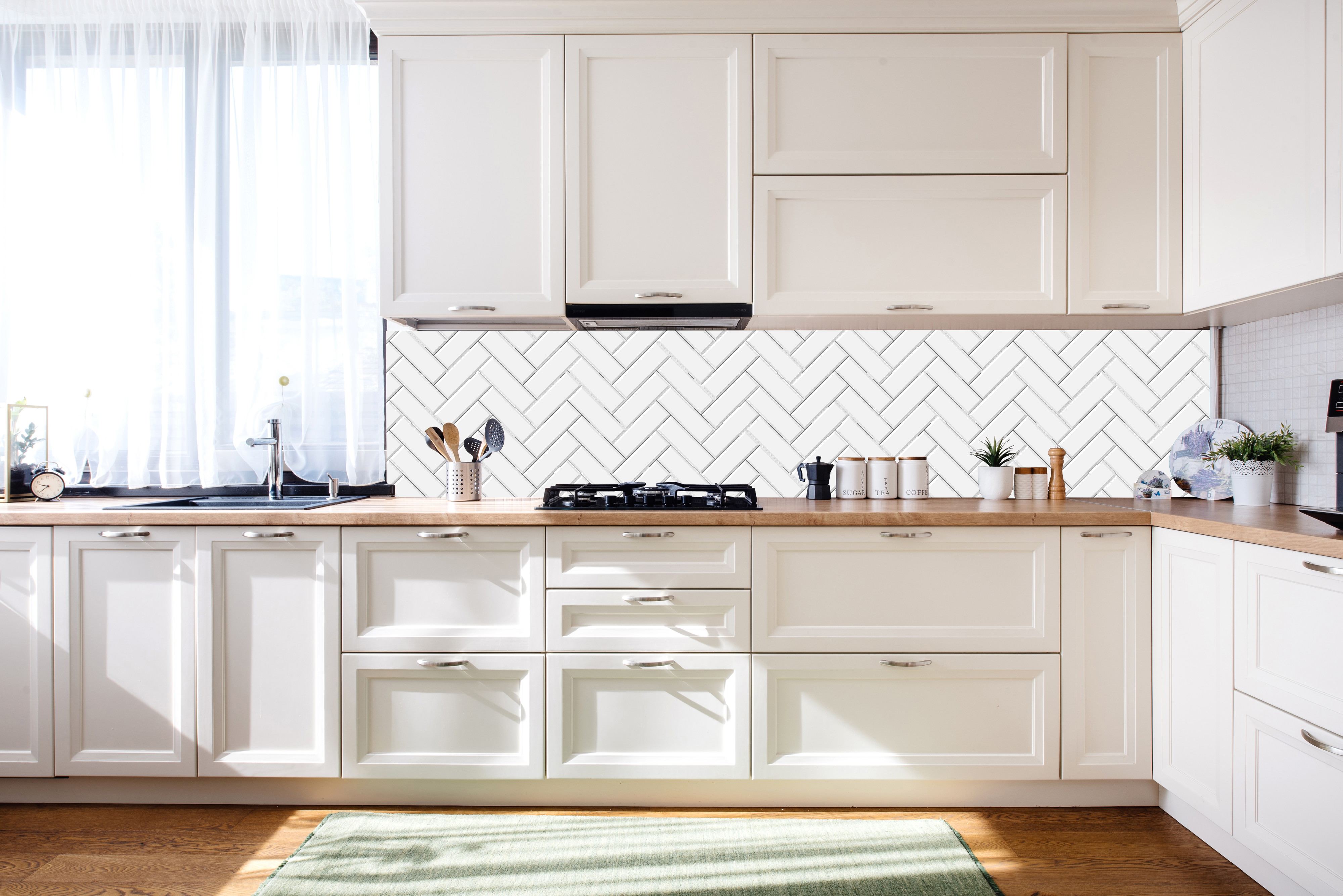 Panel kuchenny z motywem - Białe płytki ceramiczne