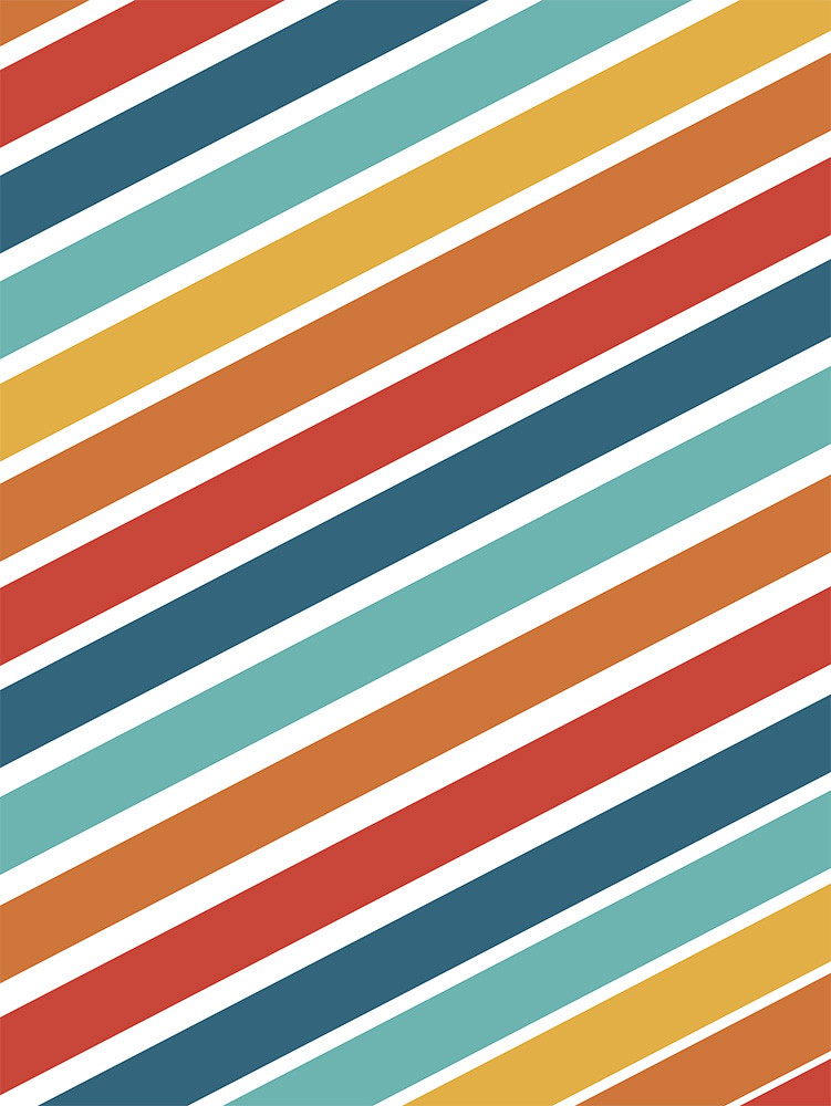 Fototapete - Diagonales Streifenmuster mit leuchtenden Farben wie Rot, Blau, Gelb und Türkis für eine lebendige Wandgestaltung