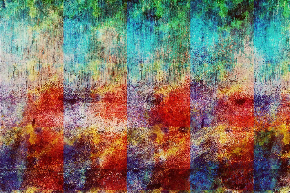 Fototapete - Abstrakte bunte Textur mit roten, blauen und grünen Akzenten