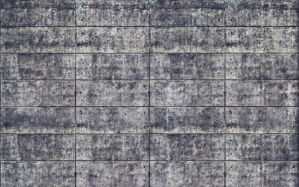 Wall mural - Detailed depiction of a concrete wall with square panels in a grey colour scheme