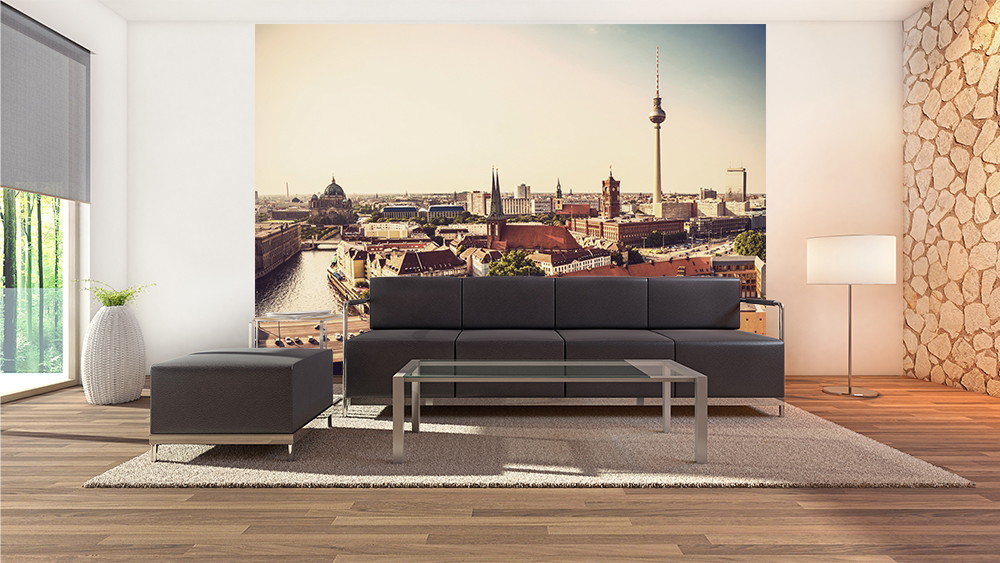 Papier peint photo - salon avec vue panoramique de Berlin et de la tour de télévision