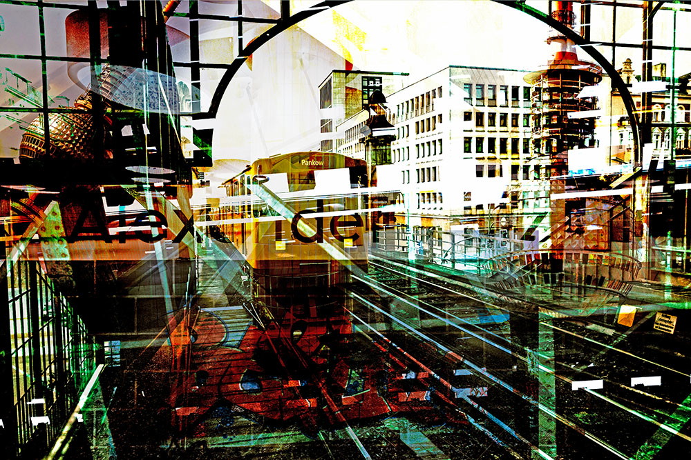 Wall mural - Collage of Berlin landmarks and urban architecture with vibrant colours