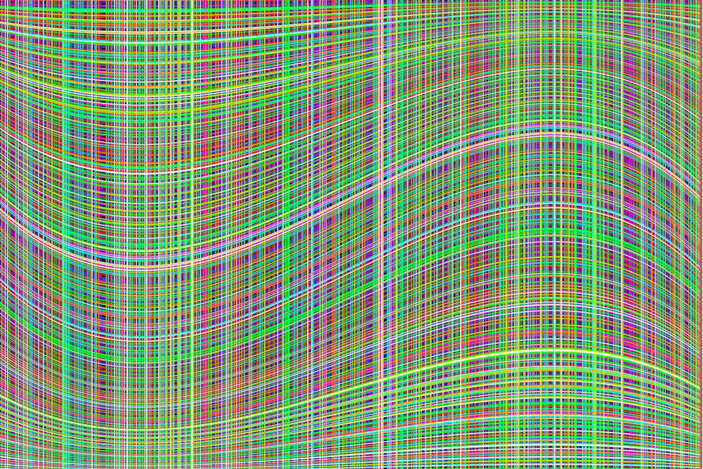 Fototapete - Lebhaftes Farbenspiel aus grünen, roten und blauen Linien in einem dynamischen Muster, ideal für kreative Innenraumgestaltung