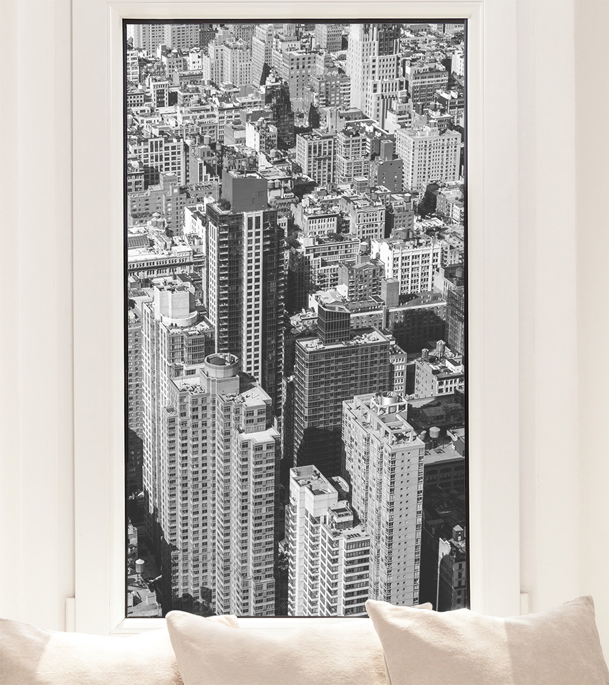 Window film - New York in black and white in portrait format