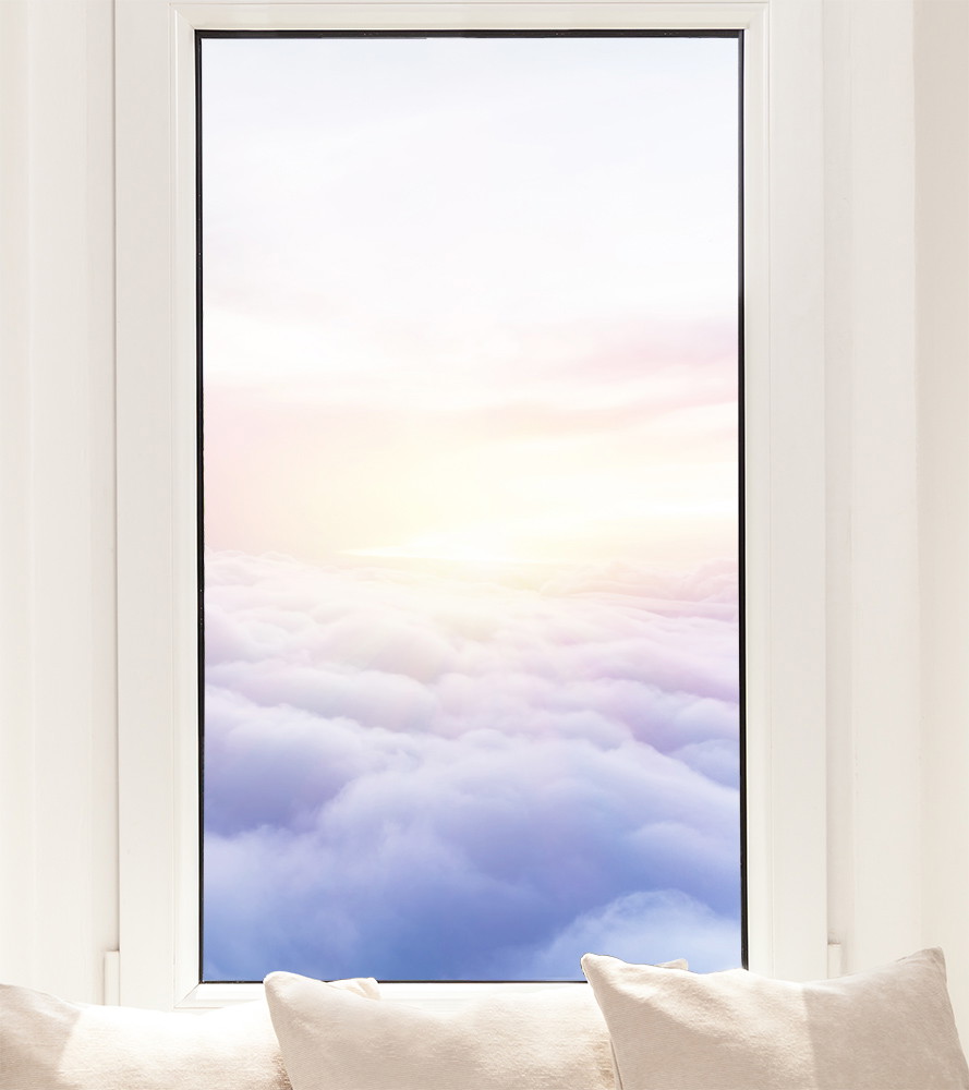 Fensterfolie - Über den Wolken in violetten Farben
